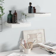 Detailed information about the product Floating Wall Shelves 2 pcs High Gloss White 23x23.5x3.8 cm MDF