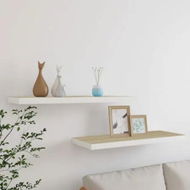 Detailed information about the product Floating Wall Shelves 2 pcs Oak and White 80x23.5x3.8 cm MDF