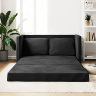 Detailed information about the product Floor Sofa Bed 2-in-1 Black 122x204x55 cm Velvet