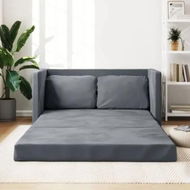 Detailed information about the product Floor Sofa Bed 2-in-1 Dark Grey 122x204x55 cm Velvet