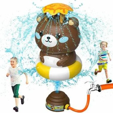 Flying Animal Sprinklers for Kids Water Toys Attaches to Garden Hose Splashing Fun Toys for Age 3+ Child Boys Girls Holiday Birthday Gift Bear