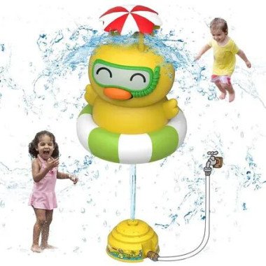 Flying Animal Sprinklers for Kids Water Toys Attaches to Garden Hose Splashing Fun Toys for Age 3+ Child Boys Girls Holiday Birthday Gift Yellow Duck