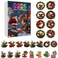 Detailed information about the product Flying Dragon Advent Calendars 2025,24 Days Flying Dragons Christmas Countdown Calendars 2D Acrylic Dragon And Christmas Wreath Ornaments For Tree Car