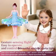 Detailed information about the product Flying Girl Hover Boomerang Play Toy,Inductive Obstacle Avoidance,Hand Controlled Mini Drone One-Button Takeoff ,Gyroscope,Music Function Color Blue