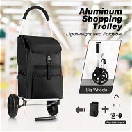 Detailed information about the product Foldable Aluminum Shopping Cart Trolley Bag Dolly With Wheels Black.