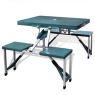 Detailed information about the product Foldable Camping Table Set With 4 Stools Aluminium Extra Light Green