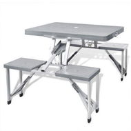 Detailed information about the product Foldable Camping Table Set With 4 Stools Aluminium Extra Light Grey