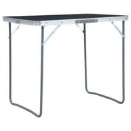 Detailed information about the product Foldable Camping Table With Metal Frame 80x60 Cm Grey