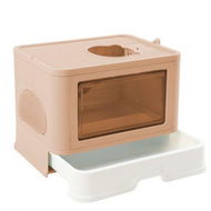 Detailed information about the product Foldable Cat Litter Box Tray Enclosed Pink