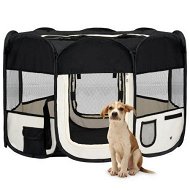 Detailed information about the product Foldable Dog Playpen With Carrying Bag Black 110x110x58 Cm