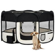 Detailed information about the product Foldable Dog Playpen With Carrying Bag Black 145x145x61 Cm