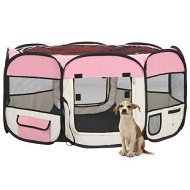 Detailed information about the product Foldable Dog Playpen With Carrying Bag Pink 145x145x61 Cm