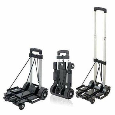 Foldable Hand Truck Luggage Cart 4 Wheels Transportation Trolley Aluminum Alloy Portable For Shopping Travel Compact Light Weight