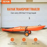 Detailed information about the product Foldable Kayak Cart Canoe Boat Carrier 250lbs Load with 10'' Solid Tires