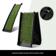 Detailed information about the product Foldable Lightweight Pet Car Ramp Dog Step With Soft Grass Surface Max Load 68kg.