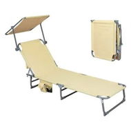 Detailed information about the product Foldable Lounge Chairs with Canopy Khaki