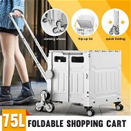 Detailed information about the product Foldable Shopping Cart Trolley Basket Stair Climbing Utility Crate Luggage Grocery Storage Rolling Stairs Personal Travel Market Camping Seat 75L