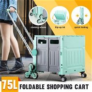 Detailed information about the product Foldable Shopping Cart Trolley Grocer Rolling Utility Luggage Bag Market Travel Shop Moving Stair Climbing Wheels 75L