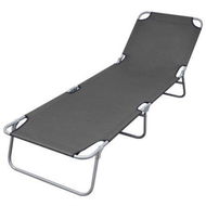 Detailed information about the product Foldable Sunlounger With Adjustable Backrest Grey