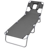 Detailed information about the product Foldable Sunlounger With Head Cushion Adjustable Backrest Grey