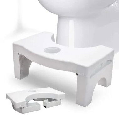Foldable Toilet Potty Stool,7 Heavy Duty Plastic Portable Squatting Poop Foot Stool with Freshener Space,Bathroom Non-Slip Toilet Assistance Step Stool