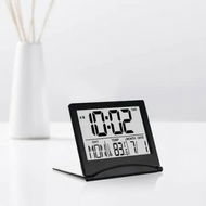 Detailed information about the product Foldable Travel Alarm Clock: LCD Clock with Calendar, Temperature, and Snooze for All Ages (Black)