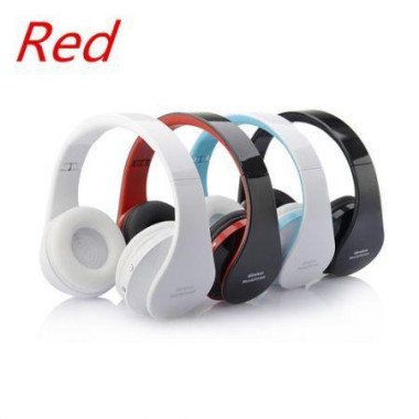 Foldable Wireless Bluetooth Stereo Headset Handsfree Headphones Mic For IPhone - Red