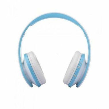 Foldable Wireless Bluetooth Stereo Headset Handsfree Headphones Mic For IPhone IPad PC White And Blue