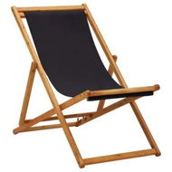 Detailed information about the product Folding Beach Chair Eucalyptus Wood and Fabric Black