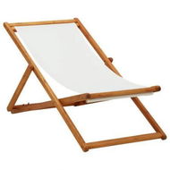 Detailed information about the product Folding Beach Chair Eucalyptus Wood And Fabric Cream White