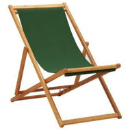 Detailed information about the product Folding Beach Chair Eucalyptus Wood And Fabric Green