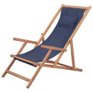 Detailed information about the product Folding Beach Chair Fabric And Wooden Frame Blue