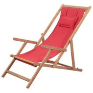 Detailed information about the product Folding Beach Chair Fabric And Wooden Frame Red