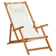 Detailed information about the product Folding Beach Chair Solid Eucalyptus Wood And Fabric Cream