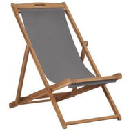 Detailed information about the product Folding Beach Chair Solid Teak Wood Grey