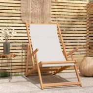 Detailed information about the product Folding Beach Chair Solid Wood Teak Cream