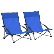 Detailed information about the product Folding Beach Chairs 2 pcs Blue Fabric