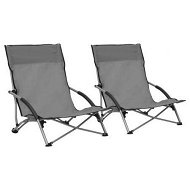 Detailed information about the product Folding Beach Chairs 2 pcs Grey Fabric