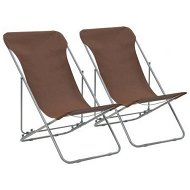 Detailed information about the product Folding Beach Chairs 2 Pcs Steel And Oxford Fabric Brown