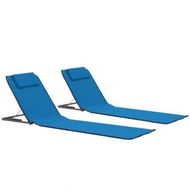 Detailed information about the product Folding Beach Mats 2 Pcs Steel And Fabric Blue