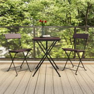 Detailed information about the product Folding Bistro Chairs 2 Pcs Brown Poly Rattan And Steel