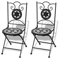 Detailed information about the product Folding Bistro Chairs 2 Pcs Ceramic Black And White