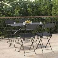 Detailed information about the product Folding Bistro Chairs 4 pcs Black Poly Rattan and Steel