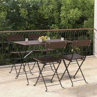 Detailed information about the product Folding Bistro Chairs 4 pcs Brown Poly Rattan and Steel