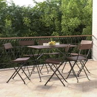 Detailed information about the product Folding Bistro Chairs 6 pcs Brown Poly Rattan and Steel