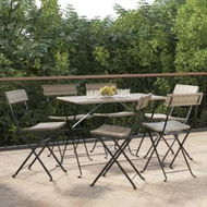 Detailed information about the product Folding Bistro Chairs 6 pcs Grey Poly Rattan and Steel