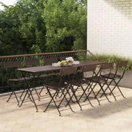 Detailed information about the product Folding Bistro Chairs 8 pcs Brown Poly Rattan and Steel