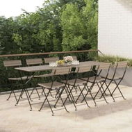 Detailed information about the product Folding Bistro Chairs 8 pcs Grey Poly Rattan and Steel