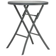 Detailed information about the product Folding Bistro Table Grey 60x70 cm Glass and Steel