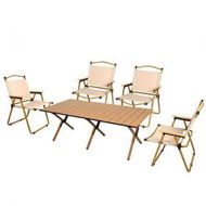 Detailed information about the product Folding Camping Table Chair Set Oak